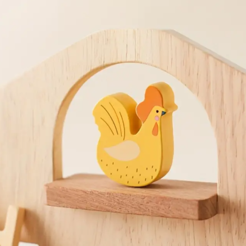 Portable Barn Case - Wooden Farm Animals Blocks Set